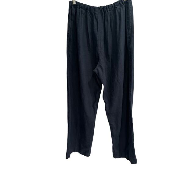 GAP Pants - Gap 14 100% Linen Navy Blue Elastic Waist Pants (Missing Drawstring) Wide Leg